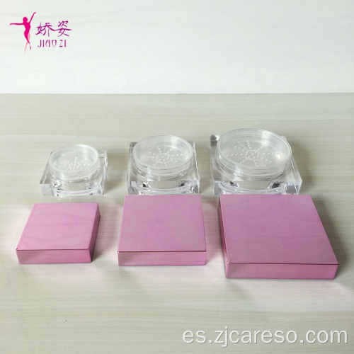 Envase Tarro de polvo de 30g con tapa rosa electrochapada